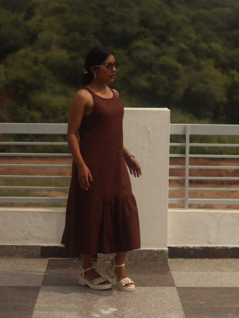 Shoulder strap khadi dress