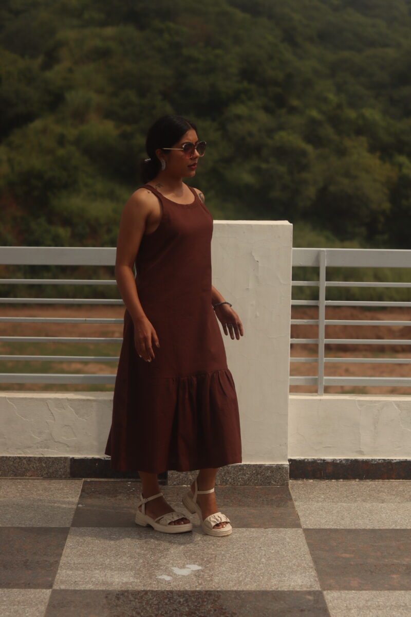 Shoulder strap khadi dress