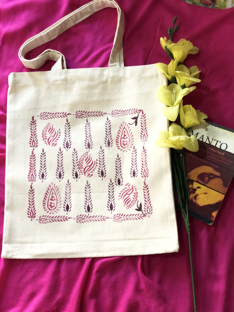 Hand block printed tote